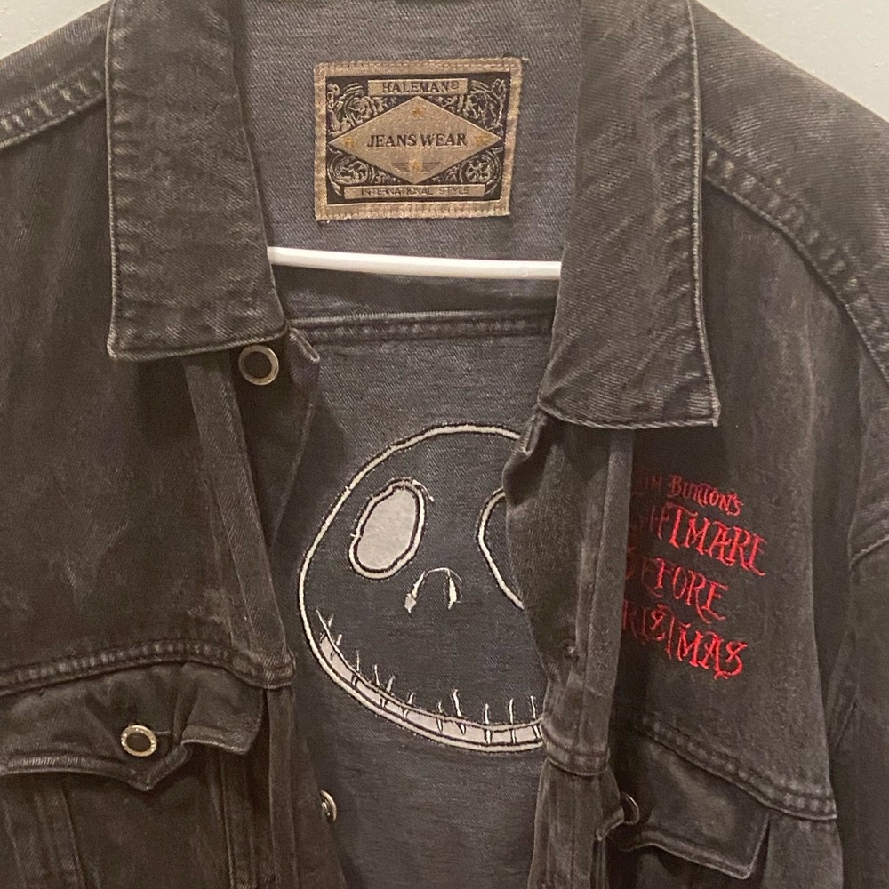 Vintage The Nightmare Before Christmas Jack Skellington Black Denim Jacket